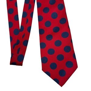 Oak Creek Silk Red and Blue Polka Dot Tie Italy pattern fun vintage wedding